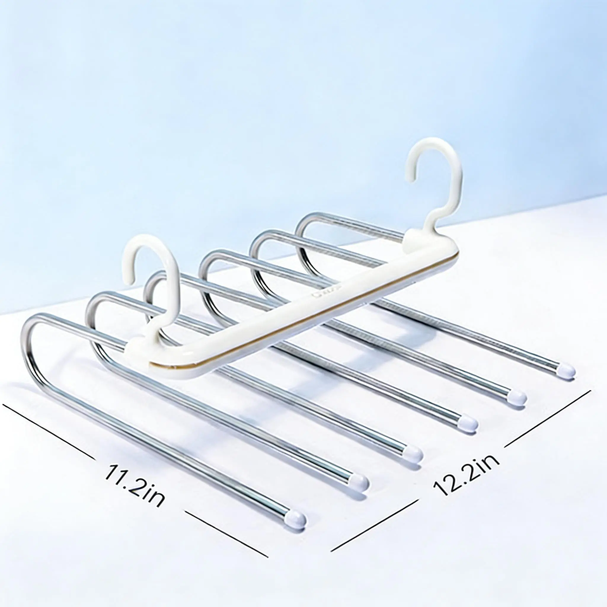 2 Pack 6-Layer Multifunctional Pants Hangers, Stainless Steel Space Saving Closet Organizer, Multi-Function Storage Rack for Pants, Jeans, Scarves, Towels, Ties