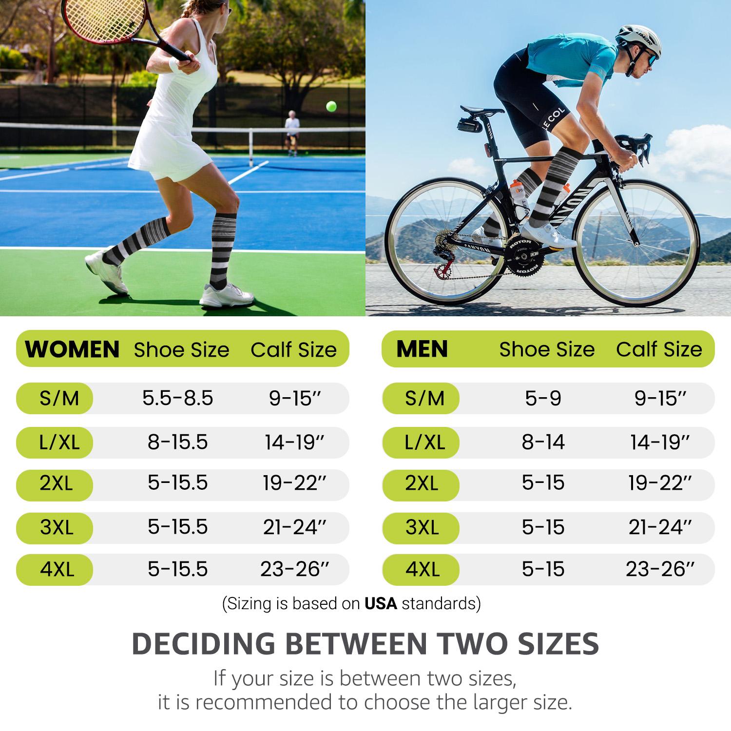 ISUNIE Compression Socks for Men & Women - 4 Pairs, 15-20 mmHg Sports Knee High Socks, Soft, Breathable & Supportive for Running, Workout, Training & Athletic Use，Spring Sale