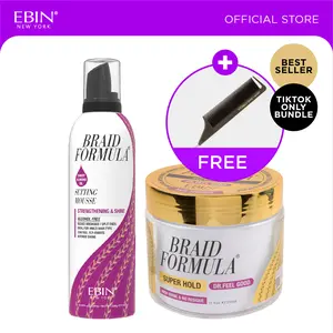 EBIN Braid Formula Conditioning Gel (Dr.Feel Good) + Braid Formula Setting Mousse (Strengthening & Shine - Sweet Almond Oil) Bundle with FREE Pintail Parting Carbon Comb | Holding, Moisturizing, High shine