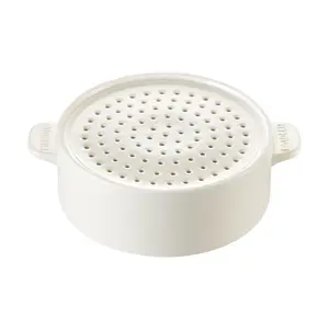 BUYDEEM Steamer Rack for A512/A1 3-Series Steamer, 20cm Ceramic Steaming Tray, Lotus Dew White, Replacement Part for Healthy Cooking