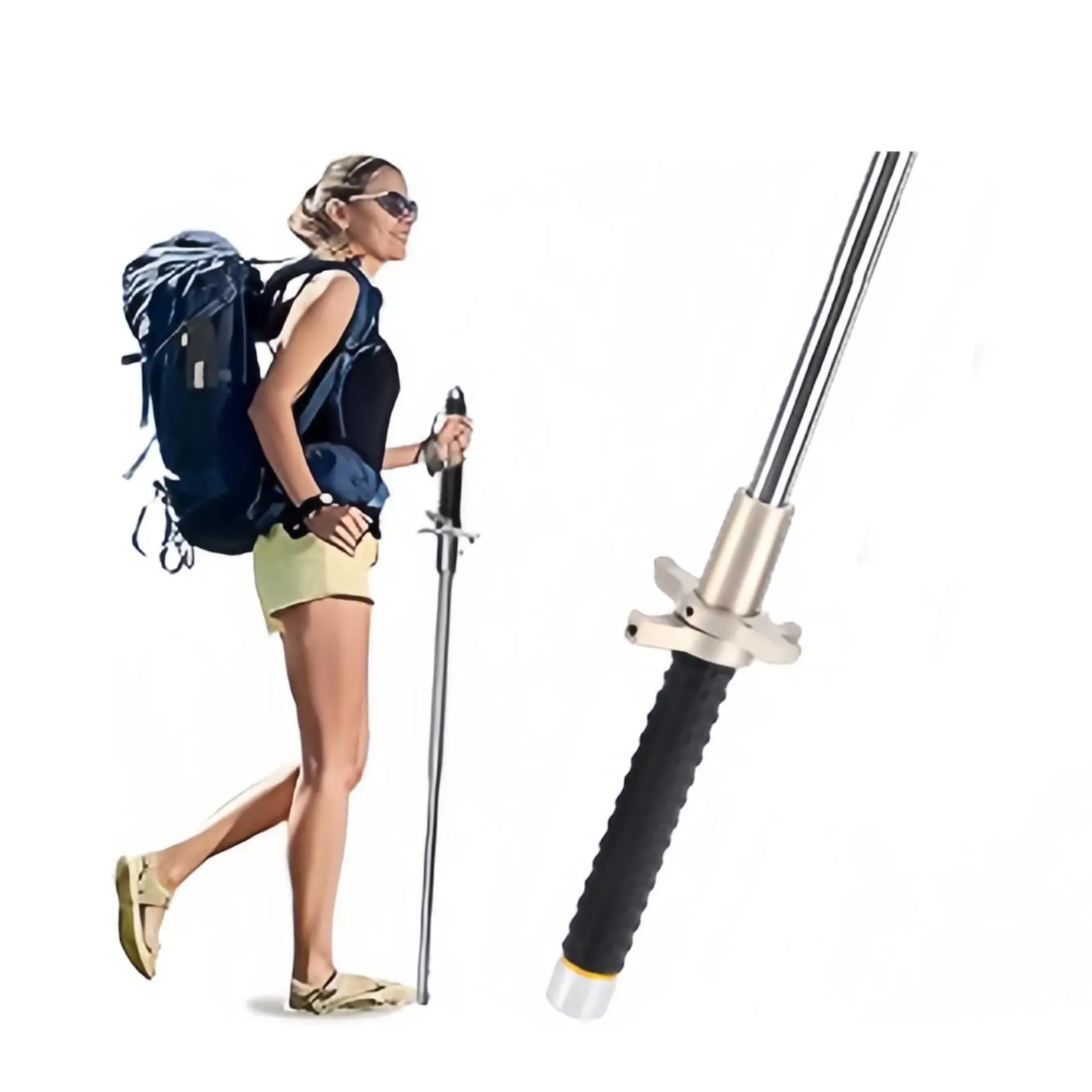 multifunctional trekking pole Premium Alloy Steel Walking Poles Set - Compact Foldable Design with Cushioned Handles trekking telescopic stick Telescopic Multifunctional Trekking Pole collapsible poles survival hiking stick outdoor trip