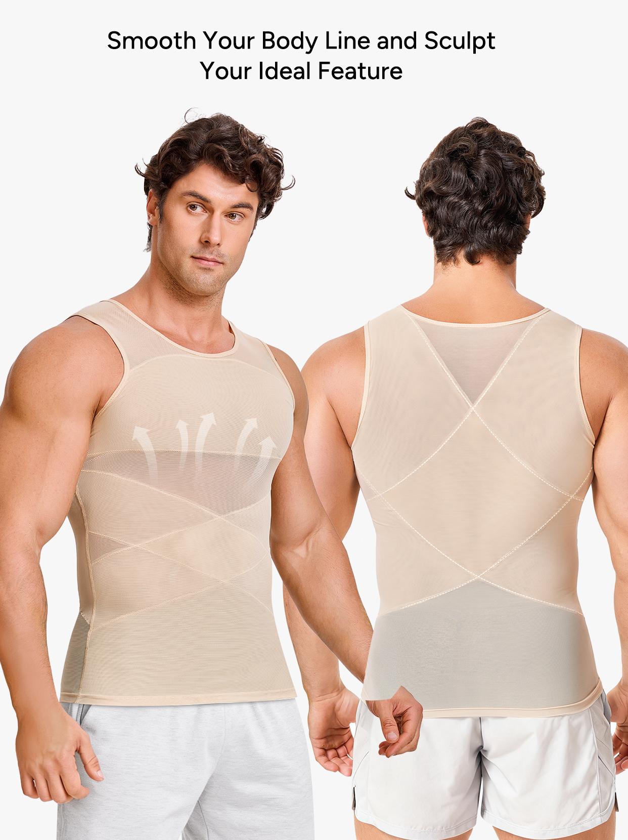【Nebility】Men’s Mesh Fabric Breathable Compression Shapewear Vest – Slim-Fitting, High Elasticity, Seamless Menswear for Daily Wear Tummy Control,fathersdaygift