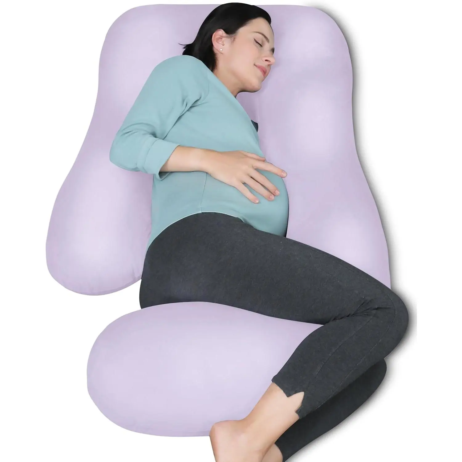 Pregnancy Pillows for Sleeping - U Shaped Full Body Maternity Pillow with Removable Cover - Support for Back, Legs, Belly, Hips - 57 Inch Pregnancy Pillow for Women - Purple