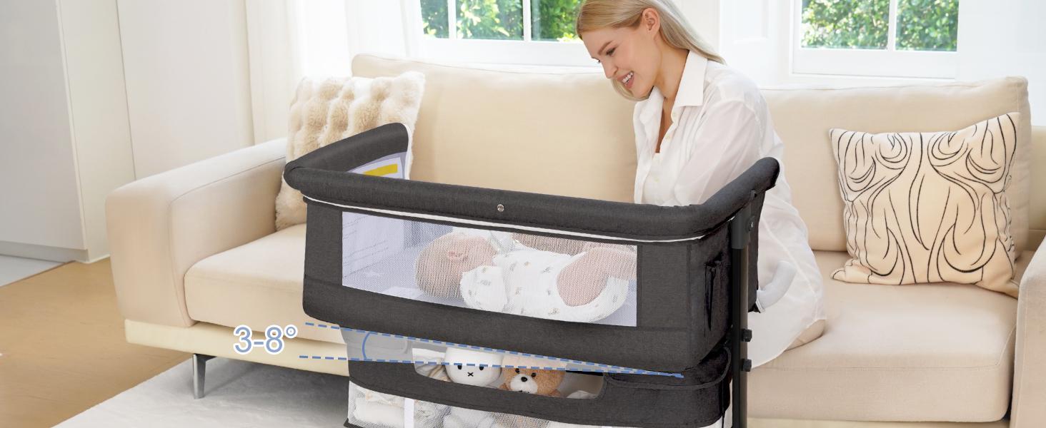 Baby Bassinet, Baby Basinet Bedside Sleeper, Easy to Fold Portable Crib Side Bassinet new Style Girl/boy bassinets