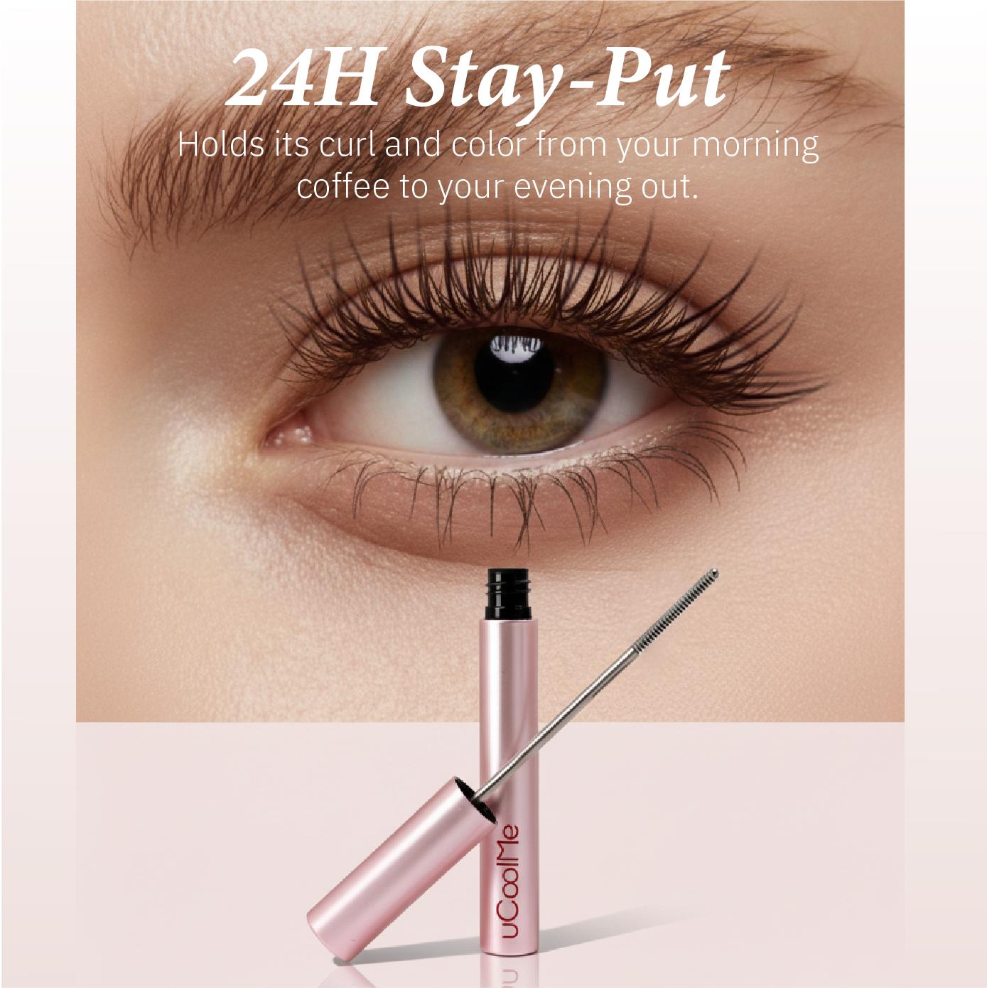 uCoolMe Lengthening and Curling Mascara 3D Eyelash Iron Mascara Black Long Lasting Waterproof 24 Hour Wear Natural Extension Thickening Effect Ultra Fine Volumizing Makeup Spring Glow-Up