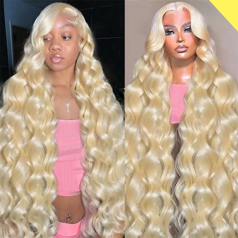 613 13x6 Lace Front Wig Human Hair 180 Density Body Wave Blonde Wig Human Hair 613 HD Lace Frontal Wigs  Real Human Hair No Synthetic Blend No Tangle No Shedding Triple Lifespan 3X 28 Inch