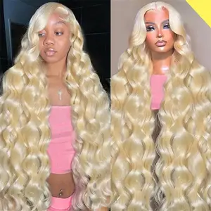 613 13x6 Lace Front Wig Human Hair 180 Density Body Wave Blonde Wig Human Hair 613 HD Lace Frontal Wigs 100% Real Human Hair No Synthetic Blend No Tangle No Shedding Triple Lifespan 3X 28 Inch
