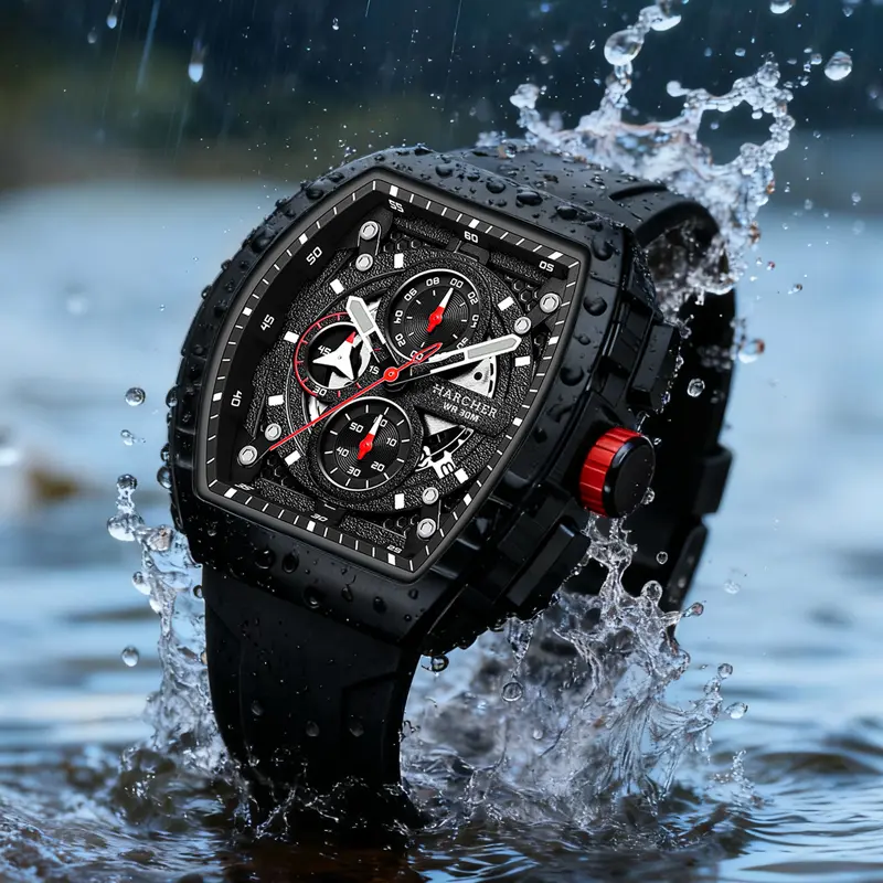 Men's watch, men's sports watch, barrel shaped large dial with waterproof function, quartz watch Men's watch, men's sports watch, barrel shaped large dial with waterproof function, quartz watch