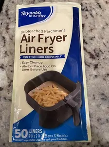 Kitchens Air Fryer Liners Disposable, Unbleached Parchment Paper Sheets, 50 Count