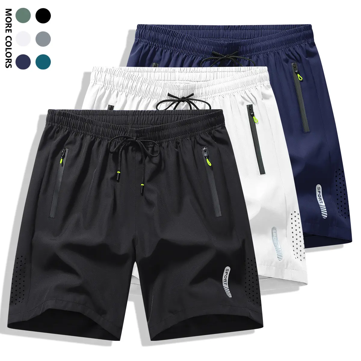 Men’s 3-Pack Active Basic Drawstring Shorts with Zippered Pockets - Breathable Quick-Drying Synthetic Fabric for Gym, Training, Outdoor Activities  mens shorts short shorts jorts for men graphic shorts mens jorts shorts para hombre