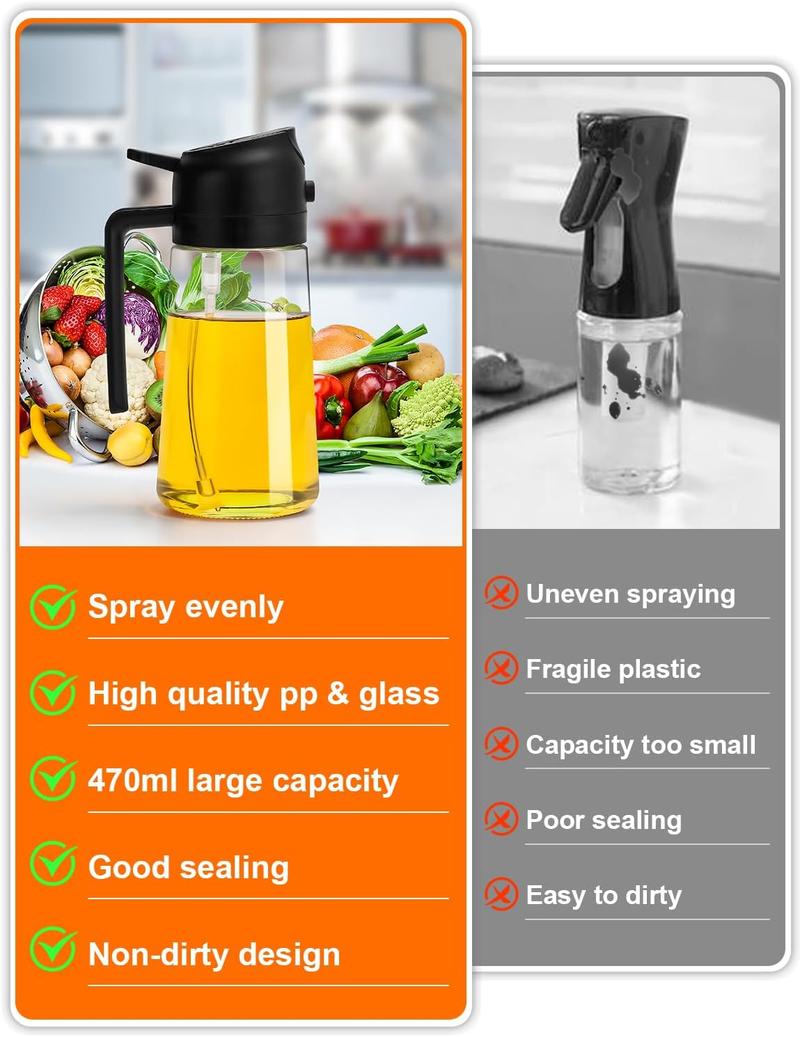 2-in-1 Olive Oil Dispenser and Sprayer for Kitchen, 16oz Premium Glass Oil Bottle for Cooking, Air Fryer, Salad, Grilling, Barbecue Utensils, Food-Grade Oil Sprayer for Precise Control, Healthy Meal Prep, Multi-Color Oil Bottle for Home Use pour tiktoksho 2-in-1 Olive Oil Dispenser and Sprayer for Kitchen, 16oz Premium Glass Oil Bottle for Cooking, Air Fryer, Salad, Grilling, Barbecue Utensils, Food-Grade Oil Sprayer for Precise Control, Healthy Meal Prep, Multi-Color Oil Bottle for Home Use pour tiktoksho