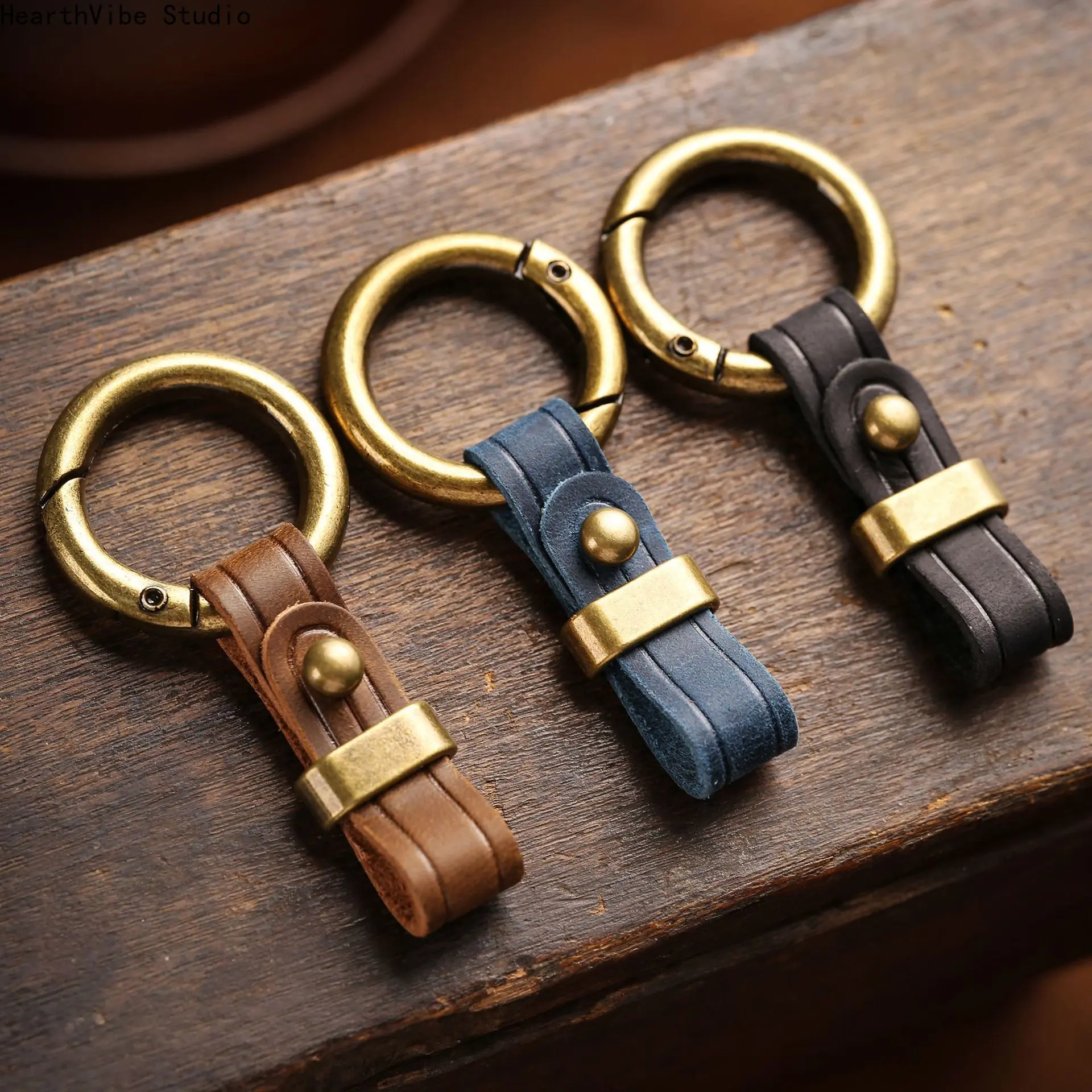 Luxury Genuine Leather Car Keychain for Men - Durable Belt Clip, Solid Design Keychains for Outdoor Camping & Hiking Adventures