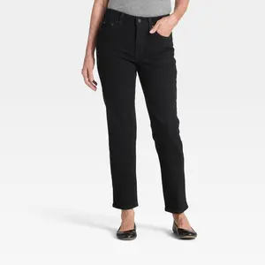 Women's Mid-Rise 80's Slim Straight Ankle Jeans - Universal Thread Black Wash 0