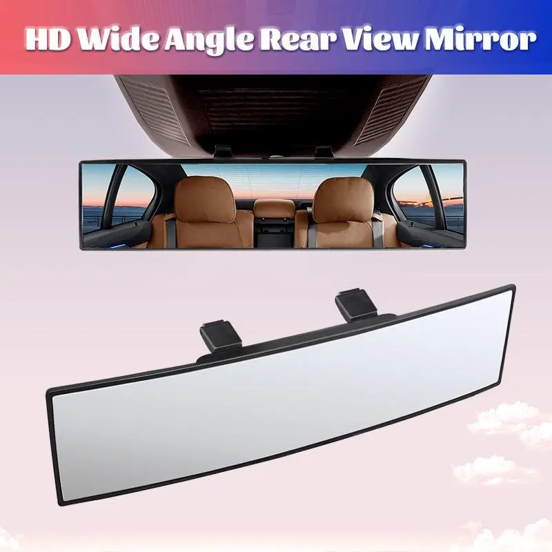 【Install Max Width: 3.1"】11.81 Inch Panoramic Convex Rearview Mirror, Clip-on Interior Wide Angle Mirror, Effectively Reduce Blind Spot, Clear HD Visibility, Safety Mirror for Cars, SUVs, Trucks