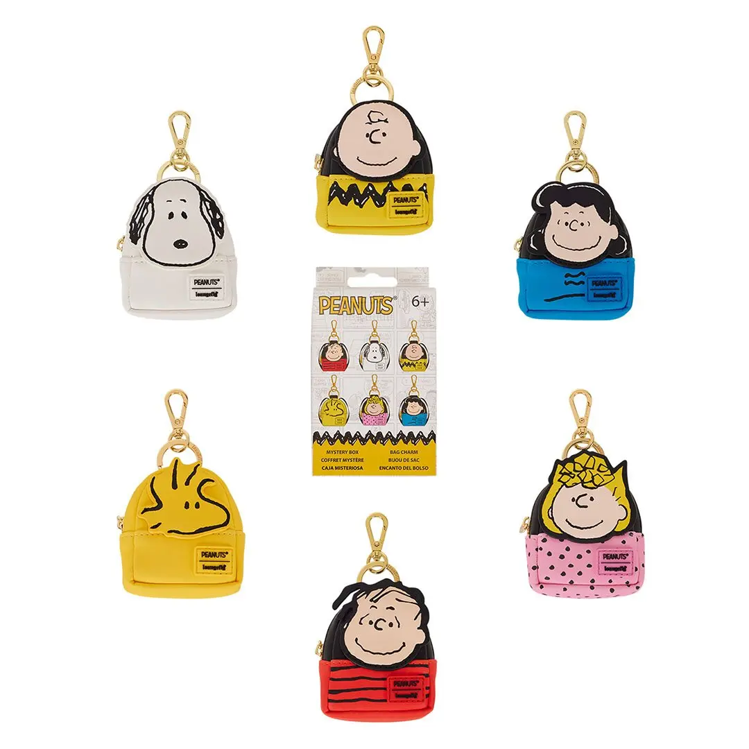 Loungefly Peanuts Gang Cosplay Faux Leather Mini Backpack Keychain, Collectible Mystery Bag Decoration Charm, Bag Accessories Charms, Cute Charms, Bag Keys Decoration