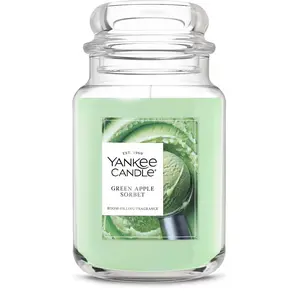 Yankee Candle Green Apple Sorbet, Scented Candle, 22oz Large Jar with up to 150 Hour Burn Time, Giftable Fragrance Decor Decoration Aroma Emerald Perfume St. Patrick's Day