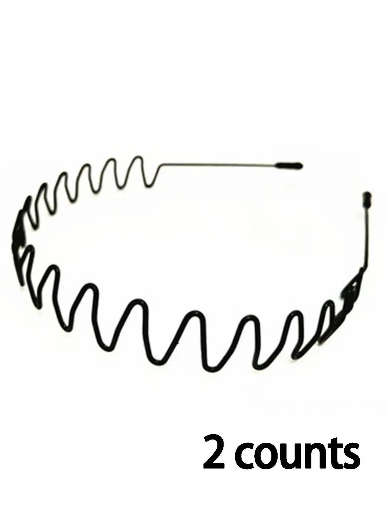 Unisex Minimalist Metal Zig Zag Headband 2-Piece Set, Non-Slip Grip Stays Put Wavy Hair Hoops, Casual Fashion Hair Accessories for Outdoors Use