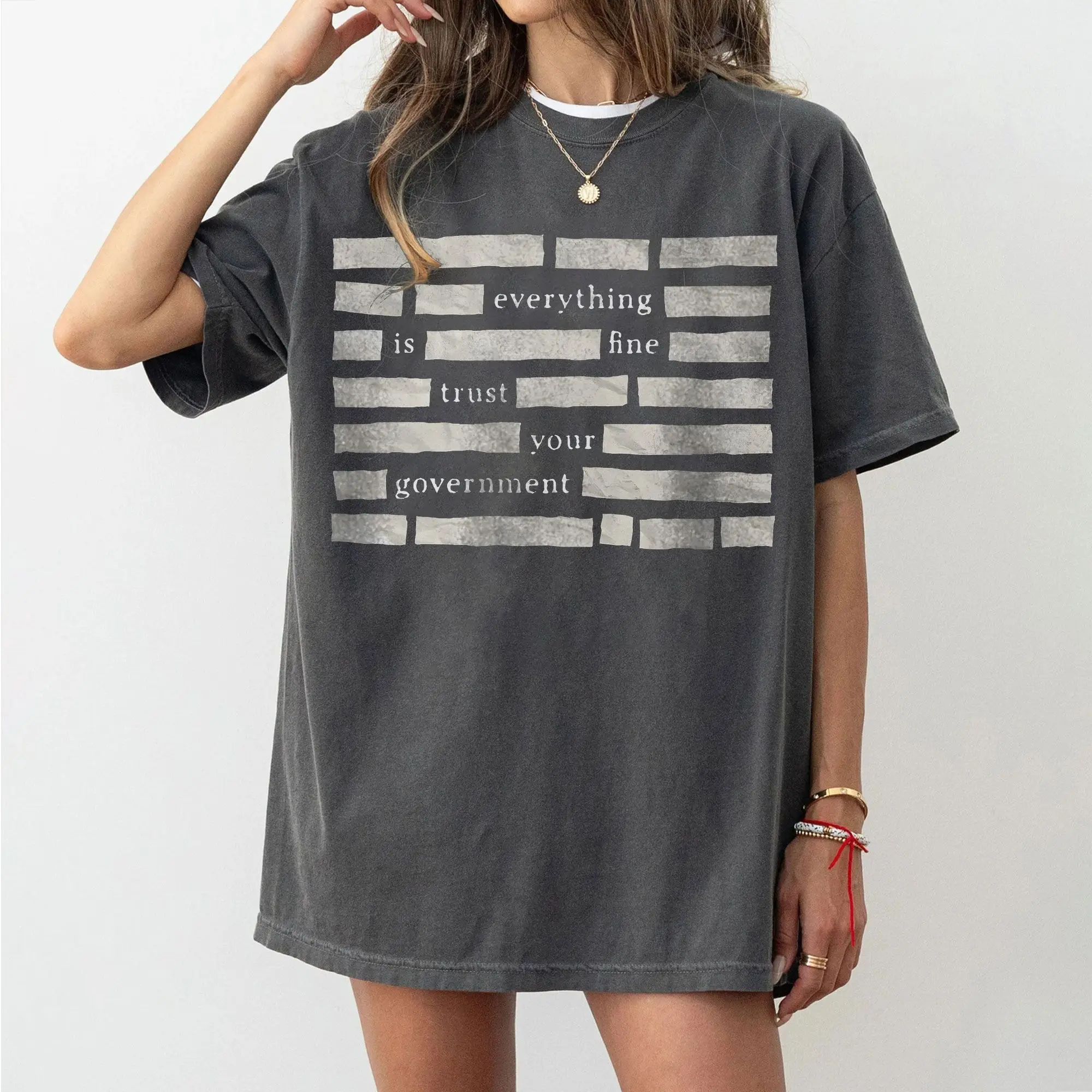 Censored Everything Is Fine Trust Your Government Redacted Meme T-Shirt, Conspiracy Humor Graphic Tee, Bold Truth Seeker Shirt