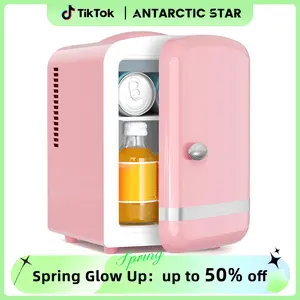 【TikTokShopSpringGlowUp】Antarctic Star 4L Mini Fridge Thermoelectric Cooler & Warmer, Portable Cooler for Skincare/Meds/Drinks, 12V DC/120V AC, 15-20℃ Cooling & 55-65℃ Heating, Pink
