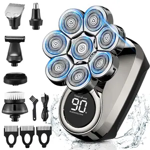 8D Head Shavers for Bald Men,Waterproof 6-in-1 Bald Head Shaver for Wet/Dry Use,Multifunctional Shaving Head,Washable Digital Display,Long Battery Life Personal Care Appliances