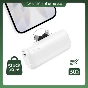iWALK 5000mAh 2-in-1 Connector Portable Charger LinkPod Switch Power Bank for iPhone & Android Devices Travel Gadgets USB Battery Operated Compact Design Fast Charging