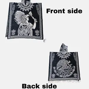 Mexican Ponchos - Black and White Patterned Poncho