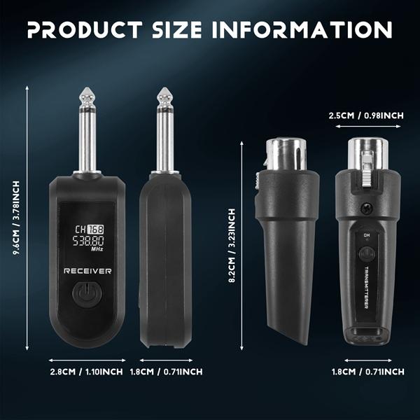 ABS UHF Band Handheld Wireless Microphone System - Dynamic Mic Kit with 48V Phantom Power, Wired-to-Wireless Function, XLR Input, Cable Compatibility, for Professional Audio Use, Content Creators, Contentcreator
