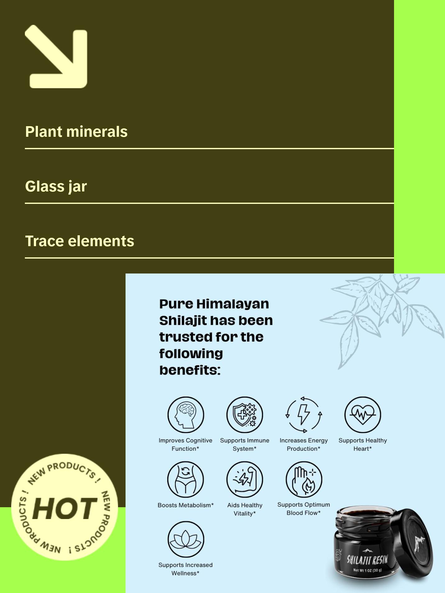 Pure Shilajit Resin with Spoon, High Nutritional Potency, Plant-Derived Trace Minerals & Fulvic Acid