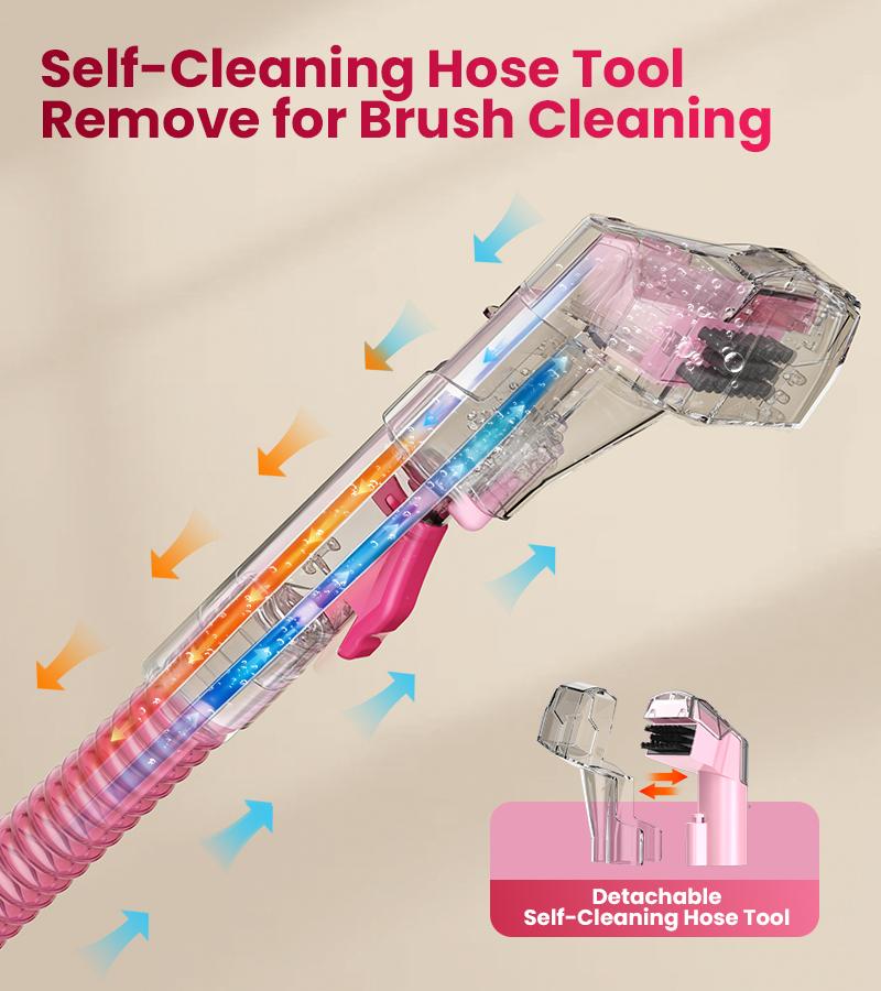 Upholstery Carpet Vacuum Cleaner, 18KPa Suction Spot Cleaning Machine for Pet Stains, Carpets, Sofa, Car Seats, Mattress, with 3 Multipurpose Cleaning Tools, 6'' Deep Cleaning Brush | Portable 3-in-1 Little Pink C9S pet lovers home essentials Summer Sale