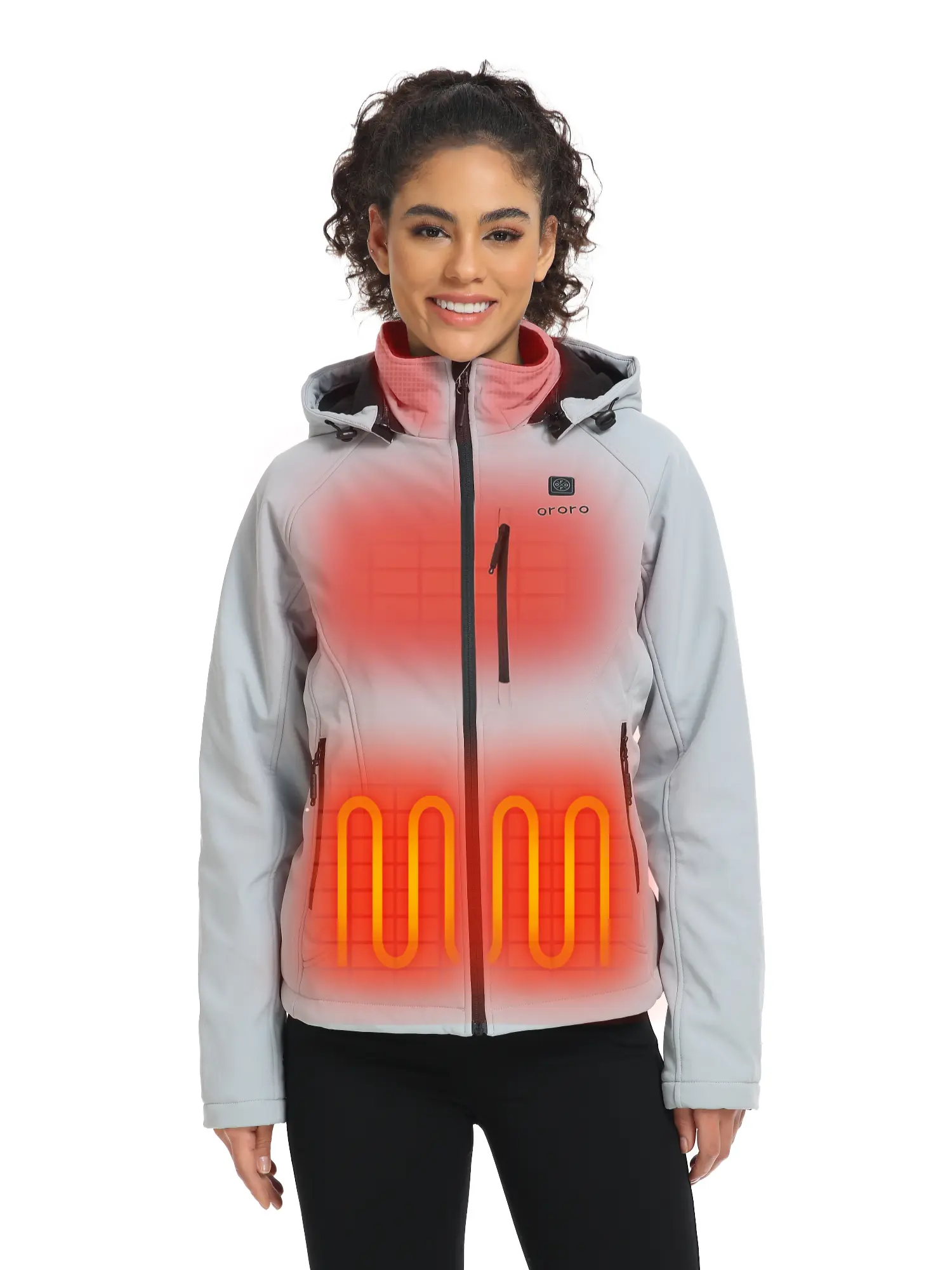 ororo Women's Classic 4-Zone Heated Jacket 2.0 with Rechargeable Battery, Water & Wind Resistant Softshell Coat and Detachable Hood