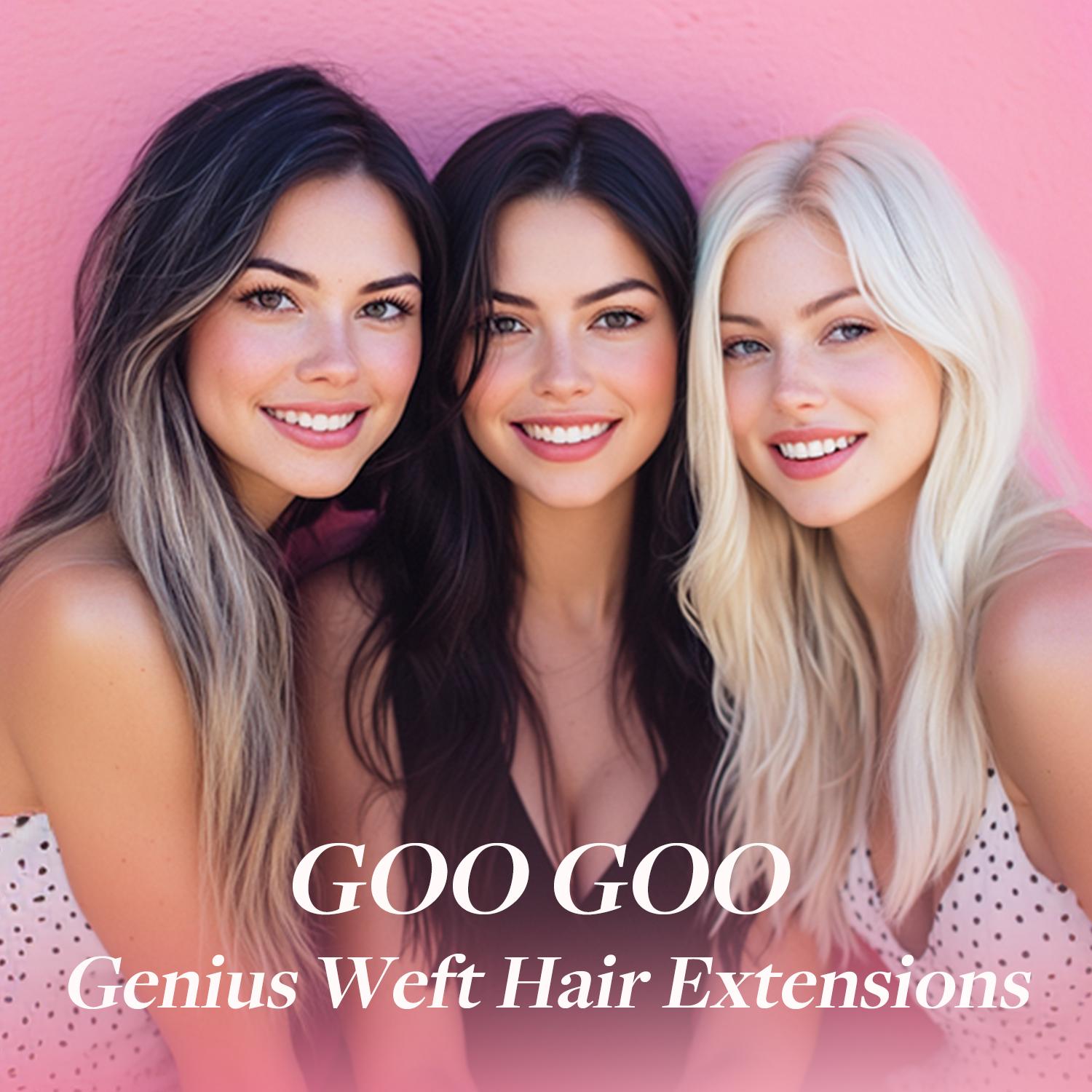 GOO GOO 14-24 Inch Genius Weft Hair Extensions Human Hair, Sew In Remy Human Hair Weft for Women#Greenish#TikTokShopSpringGlowUp