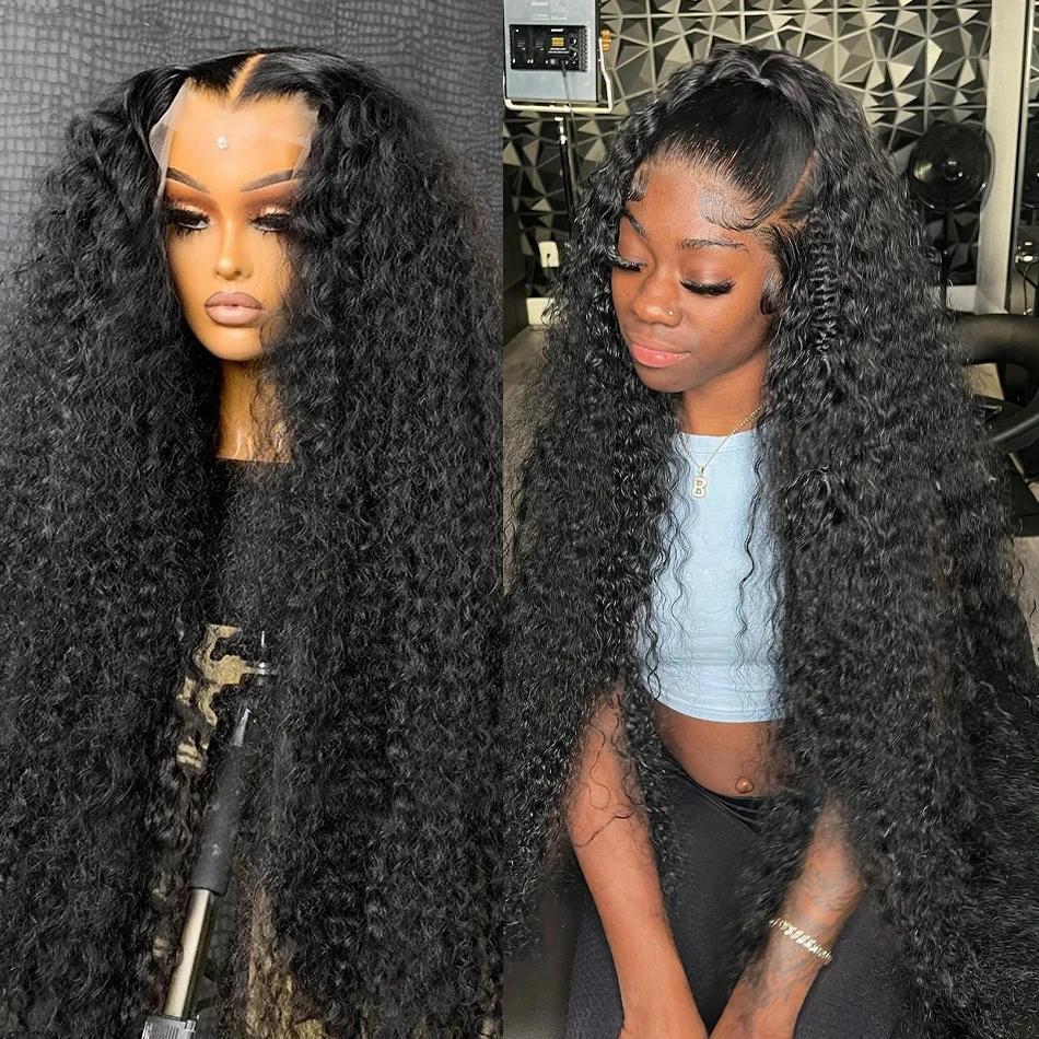 Bling Hair Deep Wave Lace Frontal Wig Transparent 13x4 13x6 HD Lace Frontal Human Hair Wigs Curly Human Hair Lace Frontal Wigs For Women #SummerVibes