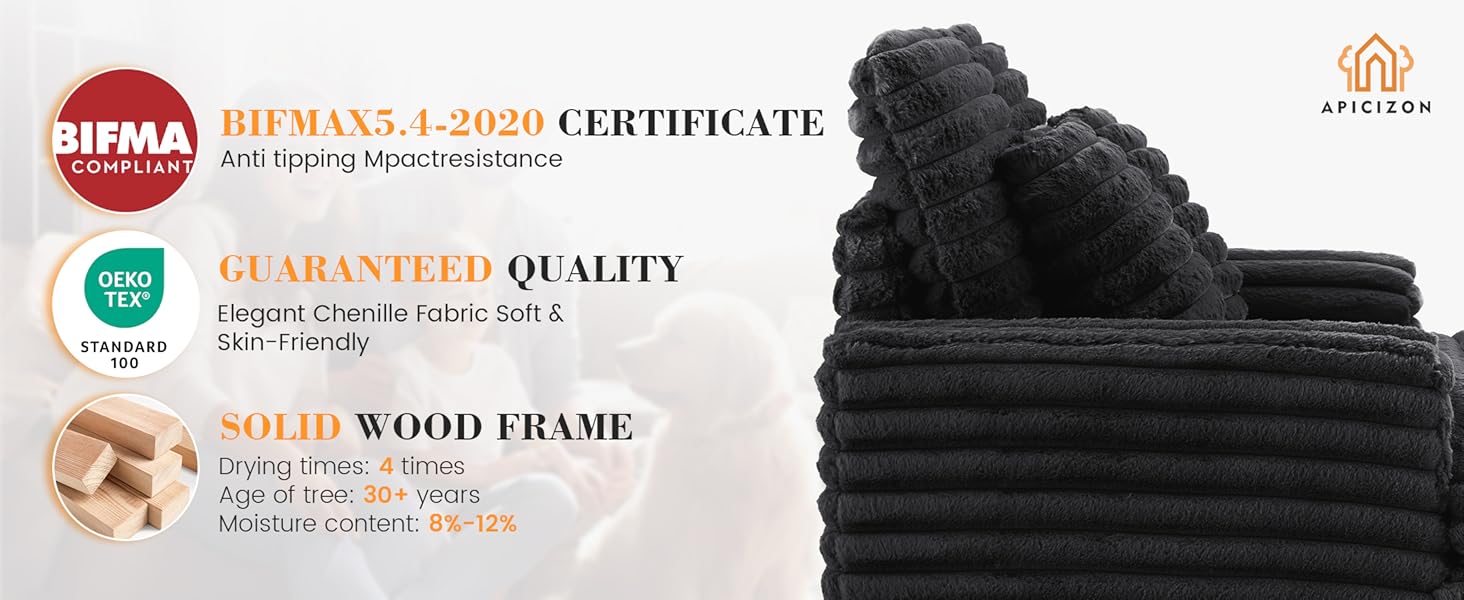 Apicizon Oversized Chaise Lounge Chair, Fluffy Cozy Sleep Couch with Striped Faux Fur Throw Pillow, Modern ‌Full Size Bed for Living Room/Bedroom