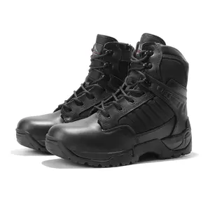 NORTIV 8 Men's Tactical Work Footwear - Round Toe, Cuban Heel Design Black Army Boots