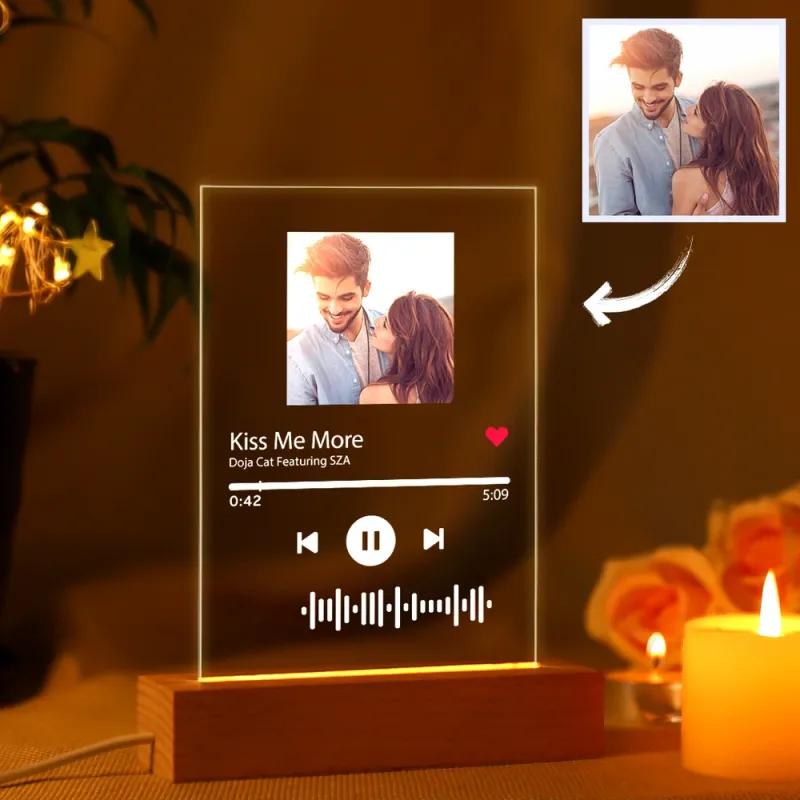 Personalized Music Code Plaques Night Light Best Gifts with Scannable Code For Lover