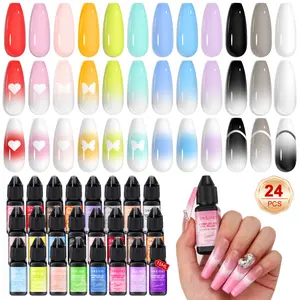 SAVILAND 24-Color Airbrush Gel Nail Polish Set – Non-Acetone, Dilution-Free Airbrush Gel for Gradient, Blush, and Layered Nail Art Designs