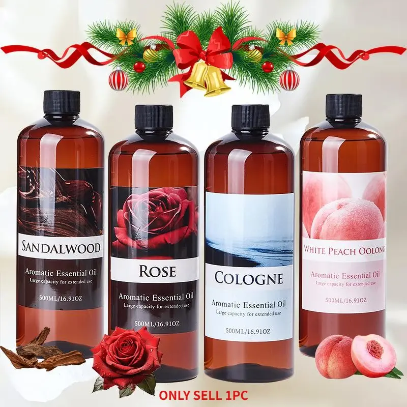 500ml/16.9oz aromatherapy essential oil, Scented oils, Aromatic scents, 8 scents to choose from, Natural plant extracts, high concentration, long-lasting fragrance, Suitable for diffusers, car air fresheners, humidifiers, Christmas gift