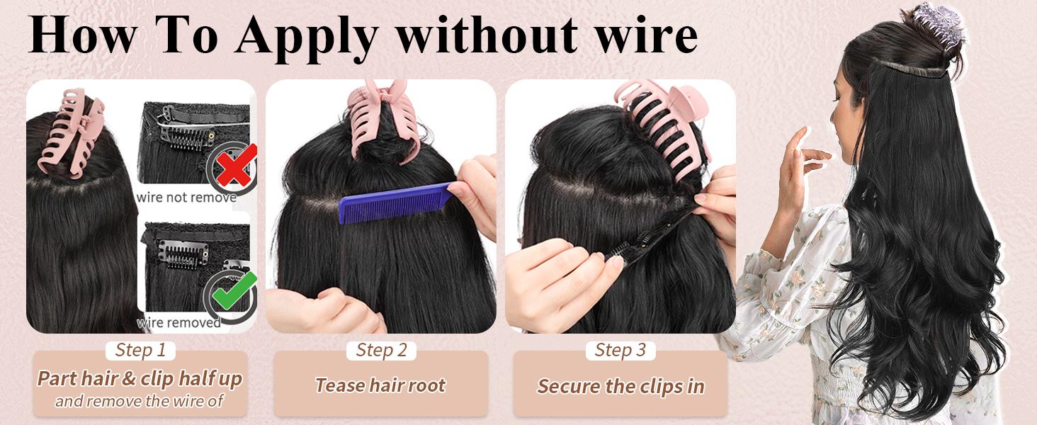 SummerVibes AISI HAIR Invisible Wire Hair Halo Extensions Long Straight Layered Synthetic with Transparent Adjustable Size 6 Secure Clips Hairpieces for Women 20 Inch Essential Tool Durable Sturdy Pre Cut Closure