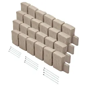 VEVOR Faux Stone Landscape Edging,  , 47.2 x 9 in Realistic Lawn Edging, Flexible Brick-Sized Garden Edging Border with Anchoring Spikes, Fade-Resistant Yard Edging for Driveways Walkway Beige