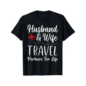 Couple Matching Husband And Wife Travel Partners For Life T-Shirt For Boyfriend Girlfriend Quality Cotton Tee
