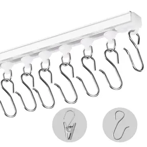 VEVOR Ceiling Curtain Track Set,  9.9 FT/3 Meter, Self Adhesive, No Drill Ceiling Track System for Curtains, Room Divider Curtain Track Ceiling Mounted for Living Room with Hooks and Hardware, White