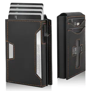 WOOVR Minimalist Men's Slim Wallet,Large Capacity 9-13 Cards,Pop Up Case,Cash Slot and Credit Card Slot,Ideal Gift for Dad Husband