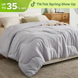 【BEDLORE】Quilted Wave-Pattern Duvet Insert: Soft Down Alternative with Corner Tabs, Perfect Inside Any Duvet Cover Set for a Luxurious & Comfortable Year-Round Sleep. Versatile, Machine Washable for Easy Care