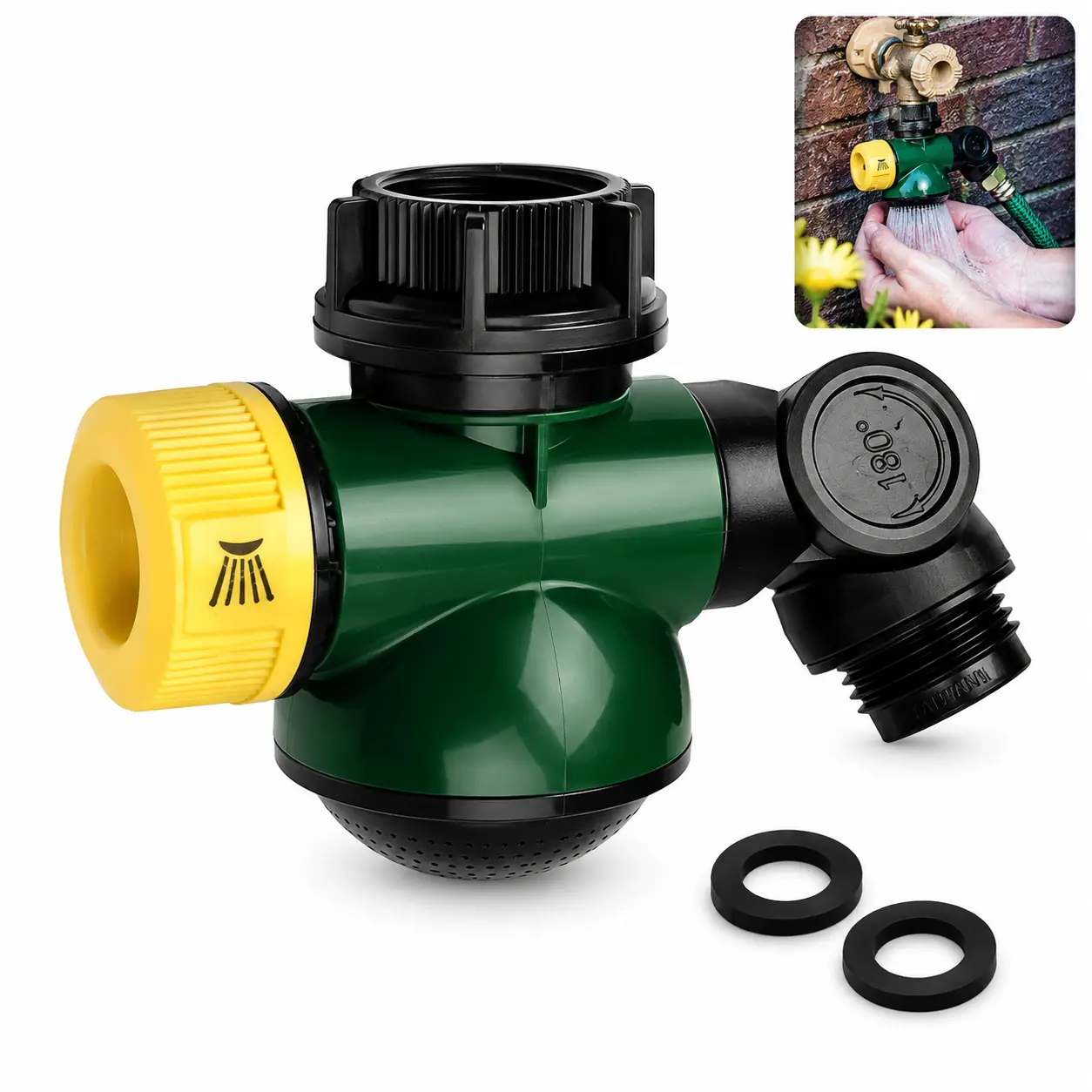 Multi-Function Outdoor Faucet and Garden Hose Tap Connector