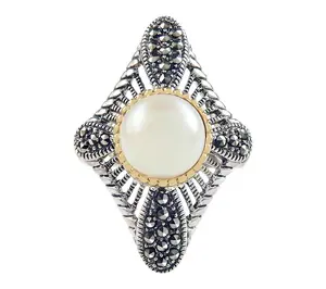 Suspicion Cultured Pearl & Marcasite Ring, Sterling Silver