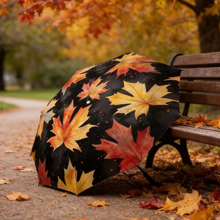 Maple Leaf Design Automatic Folding Umbrella - 8 reinforced frames for windproof stability, portable travel umbrella - essential for commuting, business, and vacations - the perfect gift for both men and women, heavy-duty windproof umbrella.