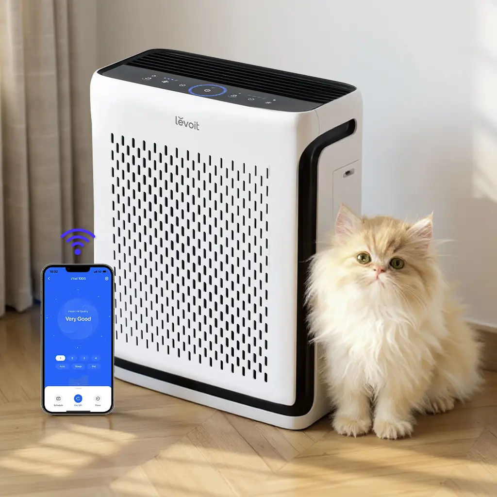 Levoit Vital 100S High Performance Pet Air Purifier for Home Large Room (Up to 1110 Ft²) with Filter, Light Sensors, Smart WiFi, Sleep Mode, US Plug – for Pet Odors, Dust, Allergies (Filter Replacements Available),BackToSchool