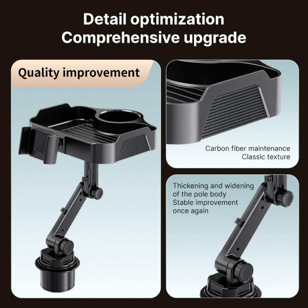 4 in 1 Car Cup Holder Expander Tray with Phone Holder, 360° Rotating Large Car Food Tray, Car Console Organizer for Drink Snack Phone, Universal for Car SUV Truck Van Pickup
