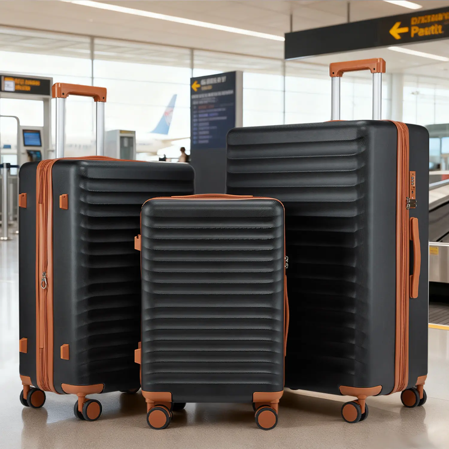 3PCS Expandable Polycarbonate Luggage Set - Durable ABS+PC Hard-Shell Suitcases with TSA Lock, 360° Silent Spinner Wheels, Lightweight 20/24/28in for International Travel, Business Trips