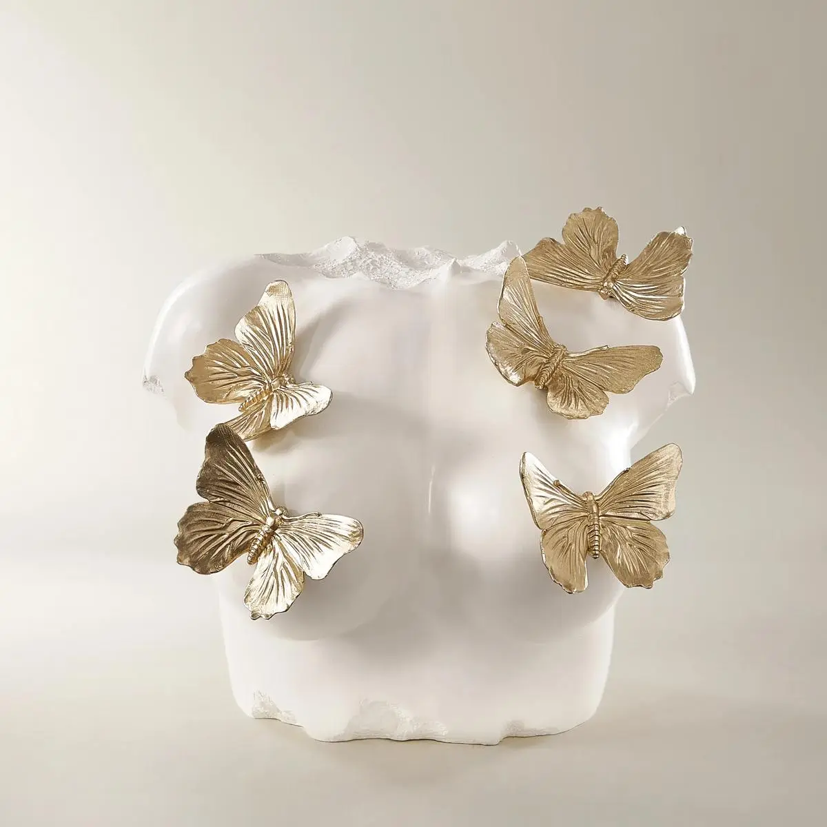 Z Gallerie Ivory Butterfly Bust Resin Sculpture - Matte Finish, Gilded Butterflies, Expressive Torso Shape, Resin Art, Whimsical Home Decor, Aesthetic Funky Room Decor, Thoughtful Gift for Home Supplies Decorative, Room Accessories, Bedroom Decor